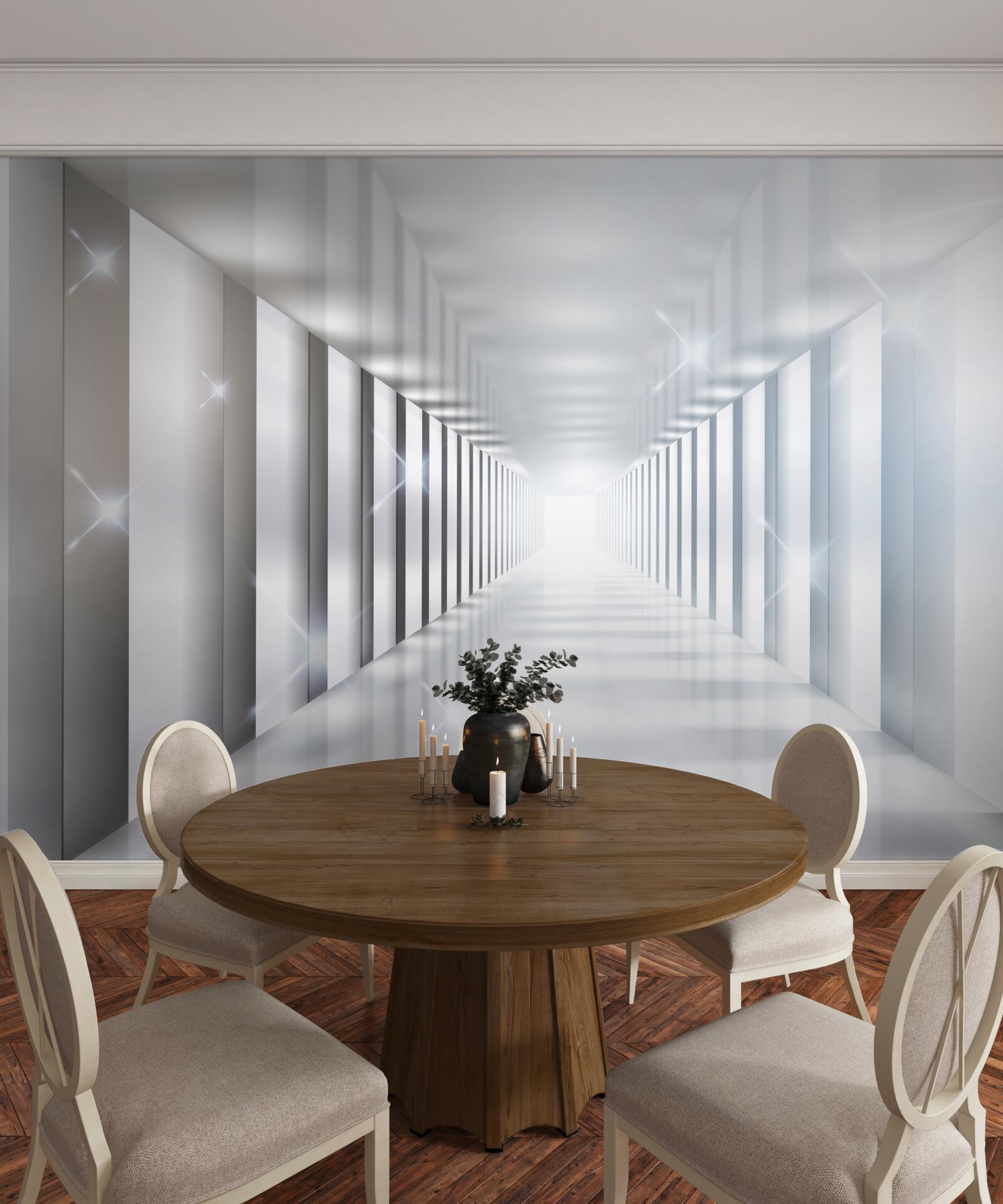 Fototapeta niekończący się tunel wiszący nad miastem