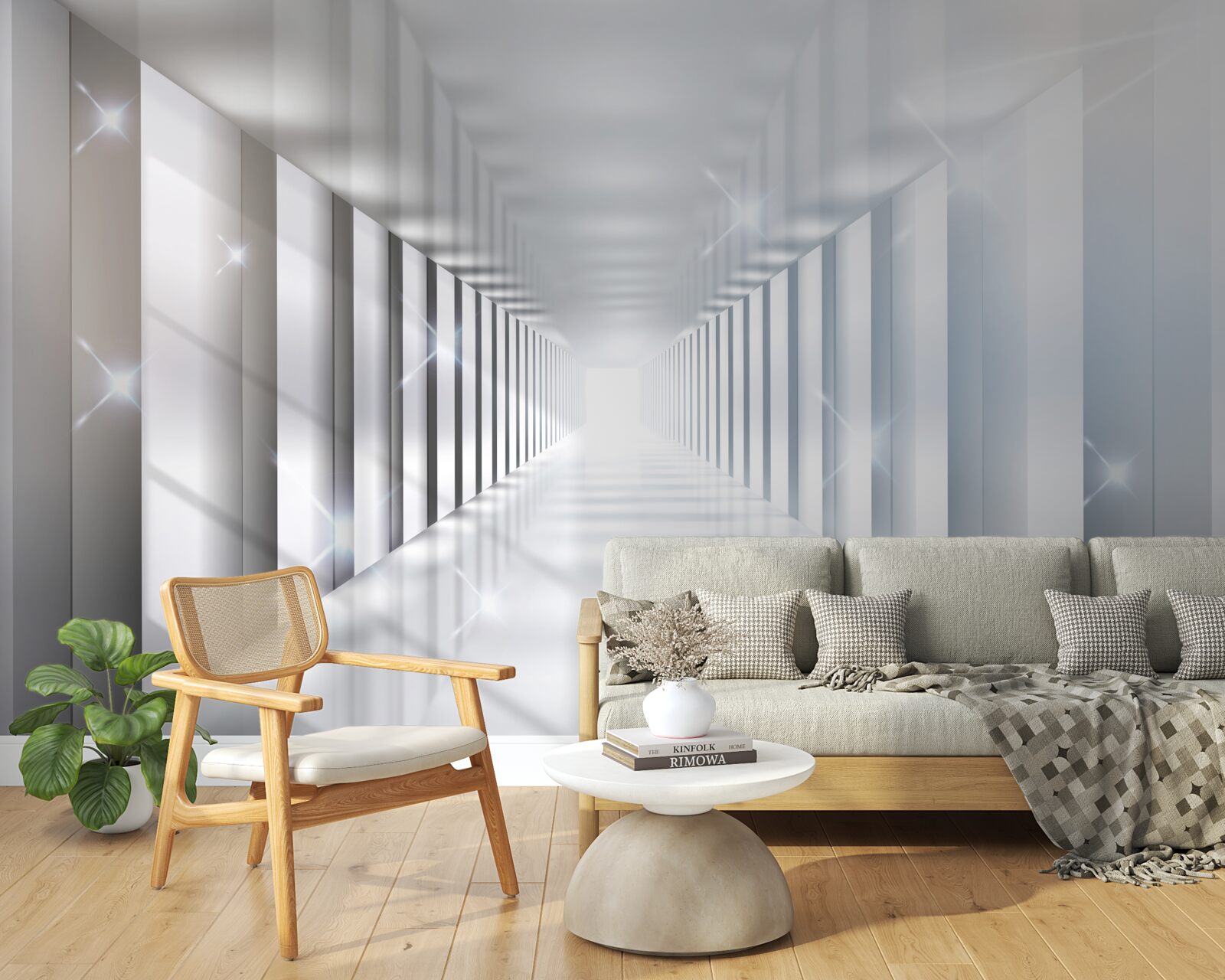 Fototapeta niekończący się tunel wiszący nad miastem