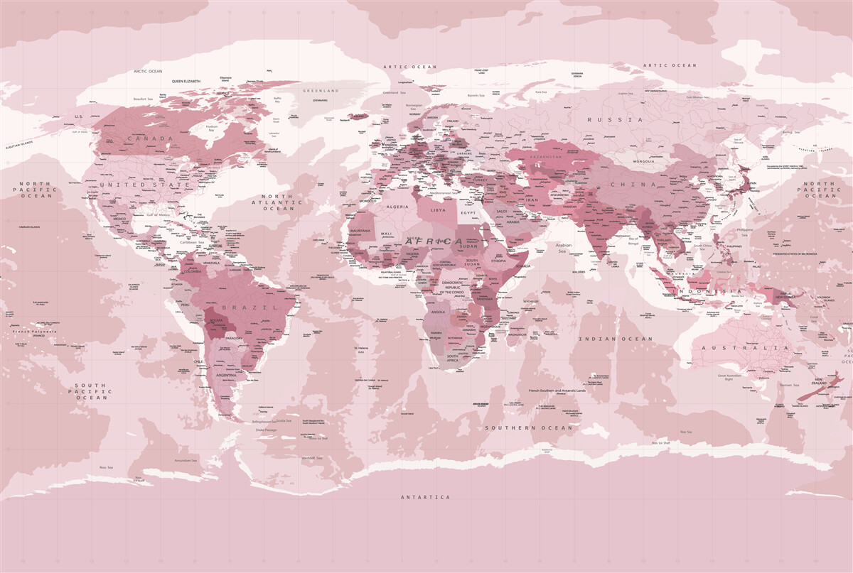 Fototapeta standardowa mapa geograficzna w różowych kolorach