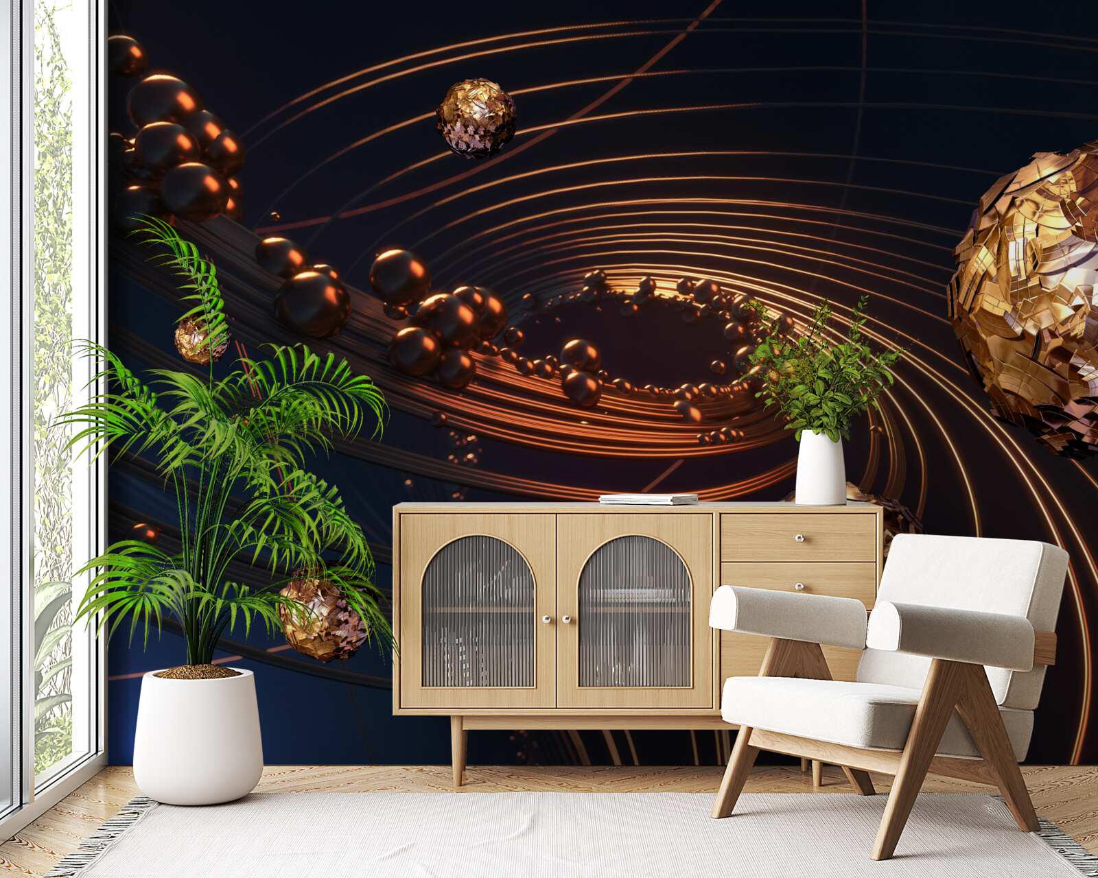 Fototapeta trajektorie rotacji piłek w abstrakcji