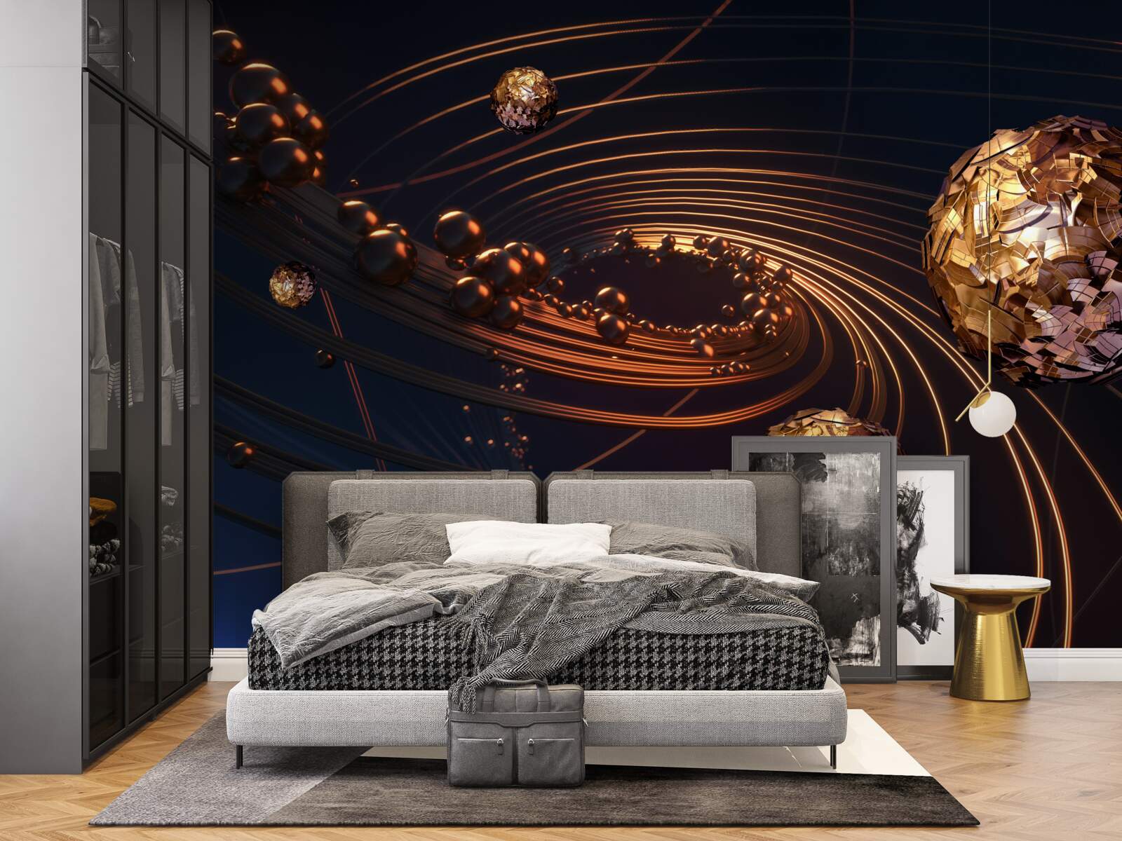 Fototapeta trajektorie rotacji piłek w abstrakcji