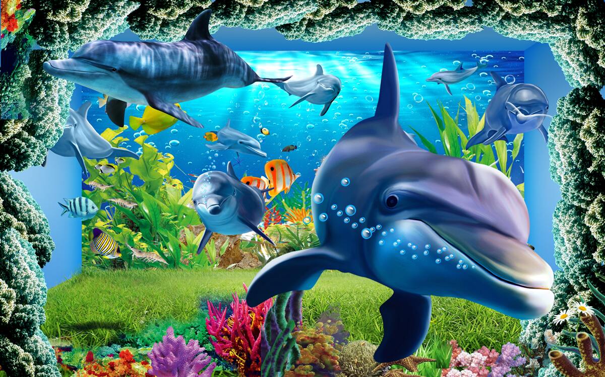 Fototapeta delfiny w środowisku wodnym