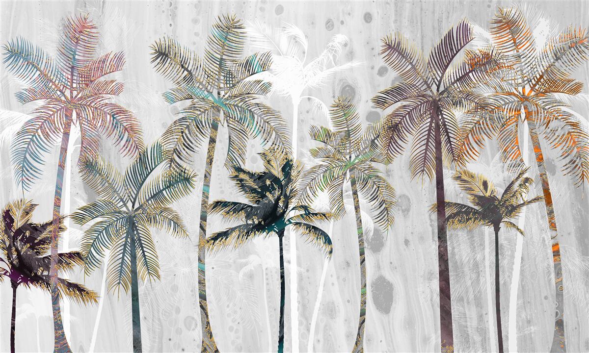 Fototapeta ulewny deszcz wśród palm