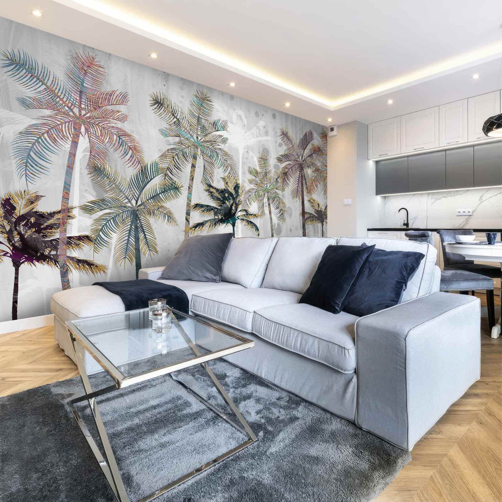 Fototapeta ulewny deszcz wśród palm