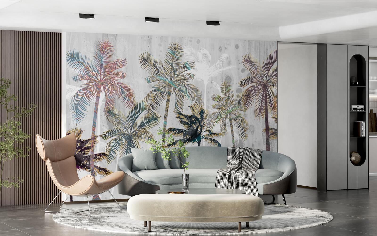 Fototapeta ulewny deszcz wśród palm