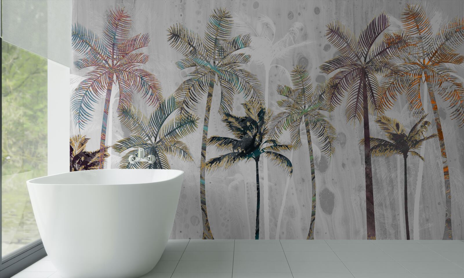 Fototapeta ulewny deszcz wśród palm