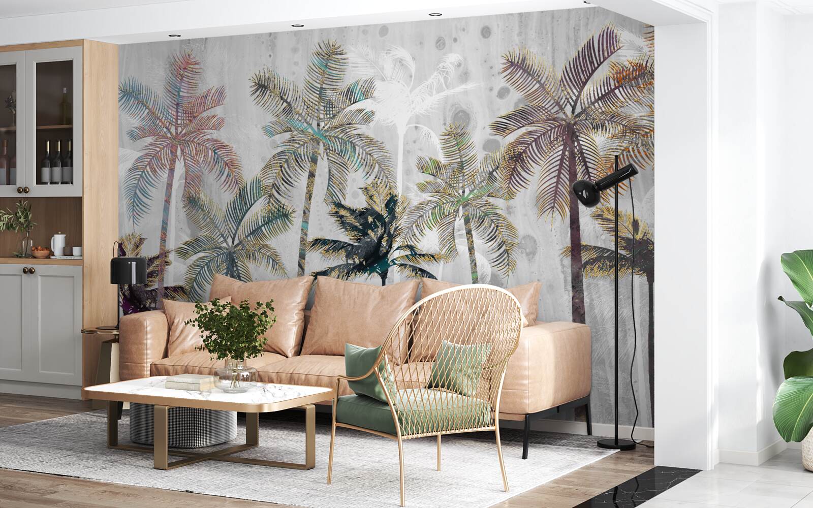 Fototapeta ulewny deszcz wśród palm