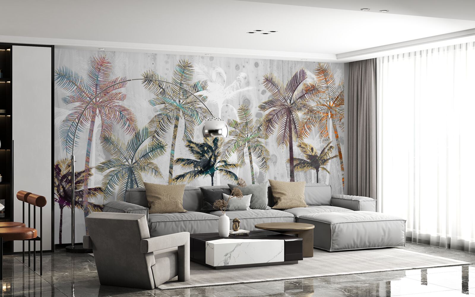 Fototapeta ulewny deszcz wśród palm