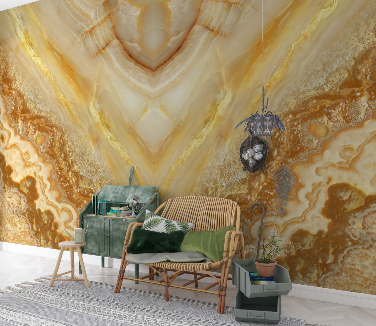 Fototapeta plasterek bursztynu na marmurowym tle