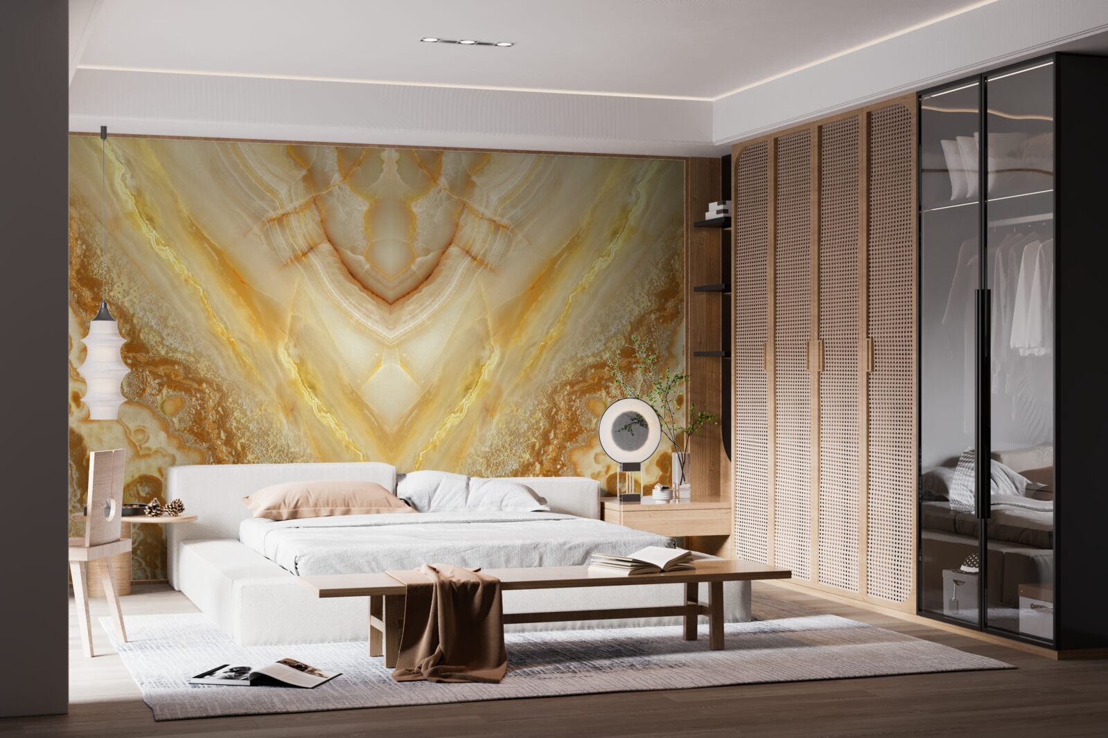 Fototapeta plasterek bursztynu na marmurowym tle