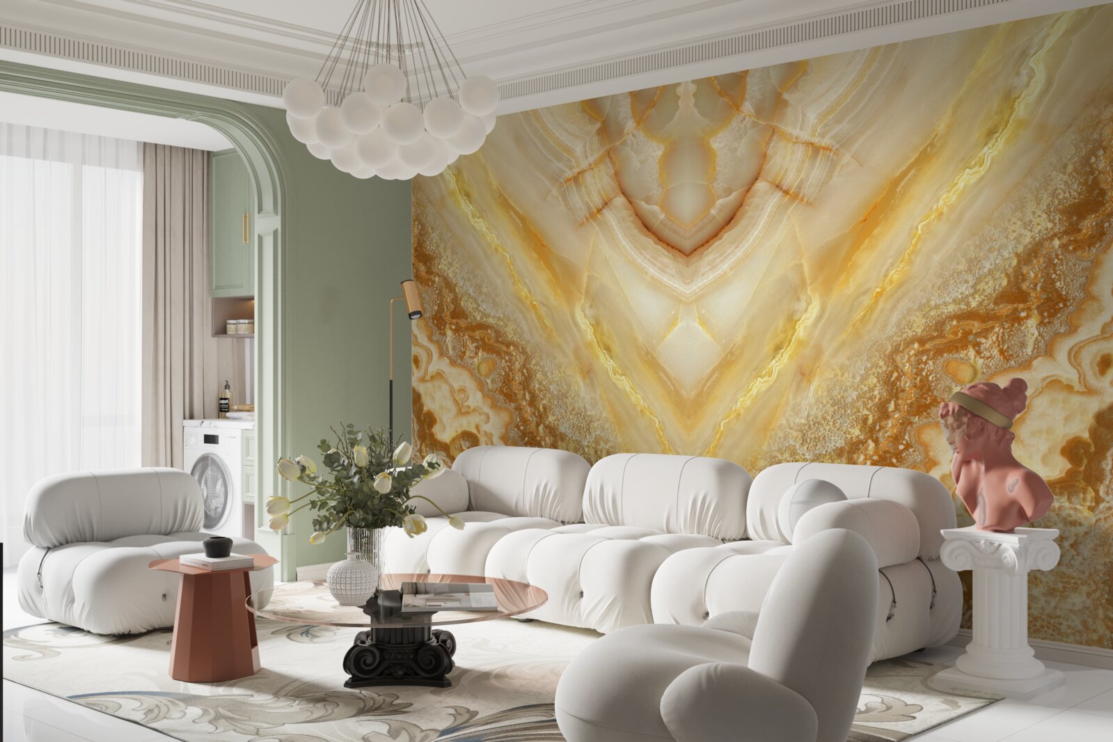 Fototapeta plasterek bursztynu na marmurowym tle