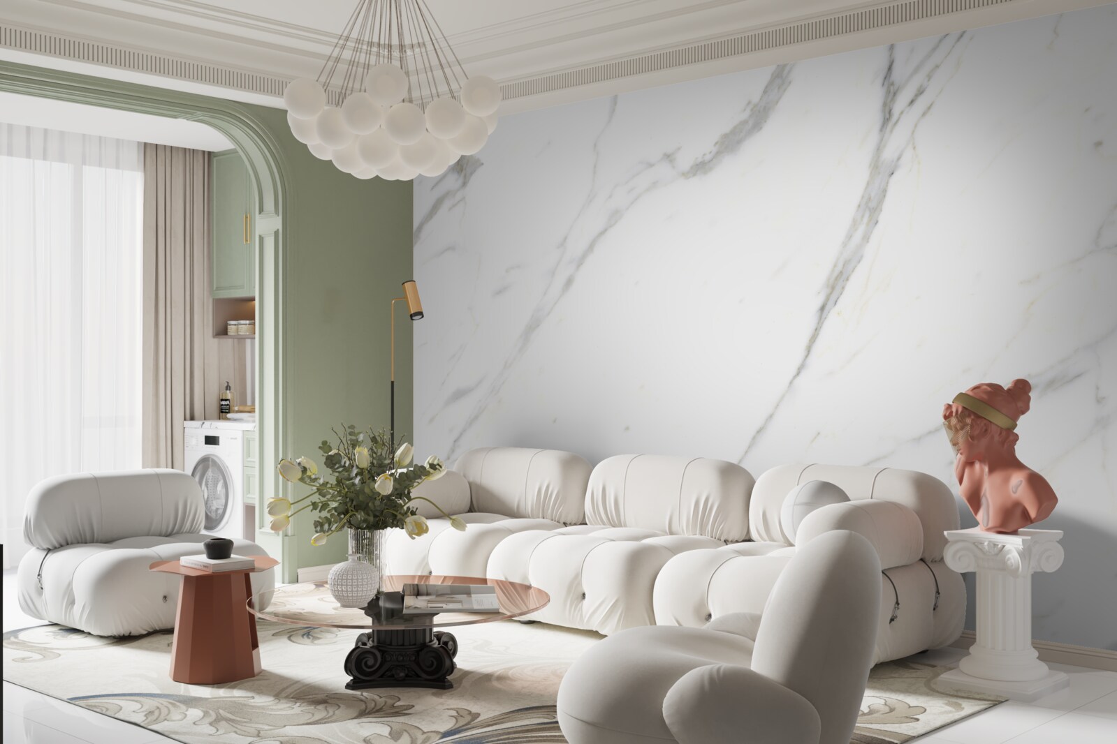 Fototapeta Śnieżnobiały marmur i wdzięcznie zakrzywione kontury