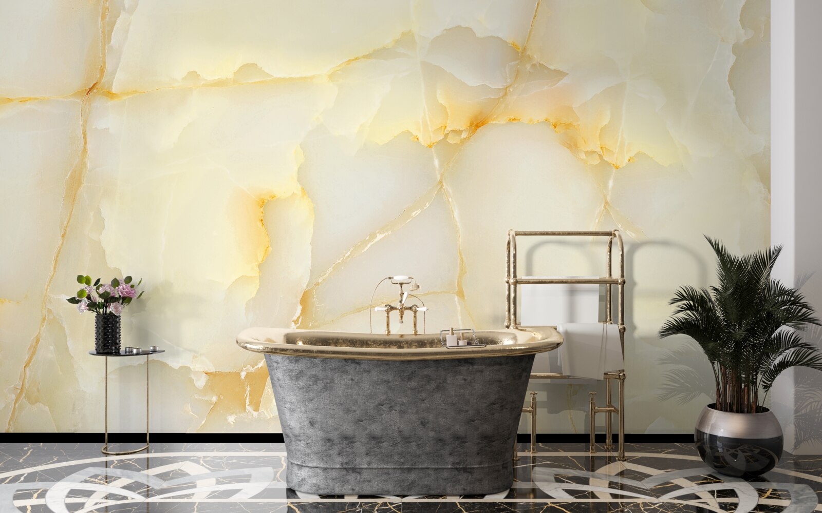 Fototapeta delikatny marmur o złotym odcieniu