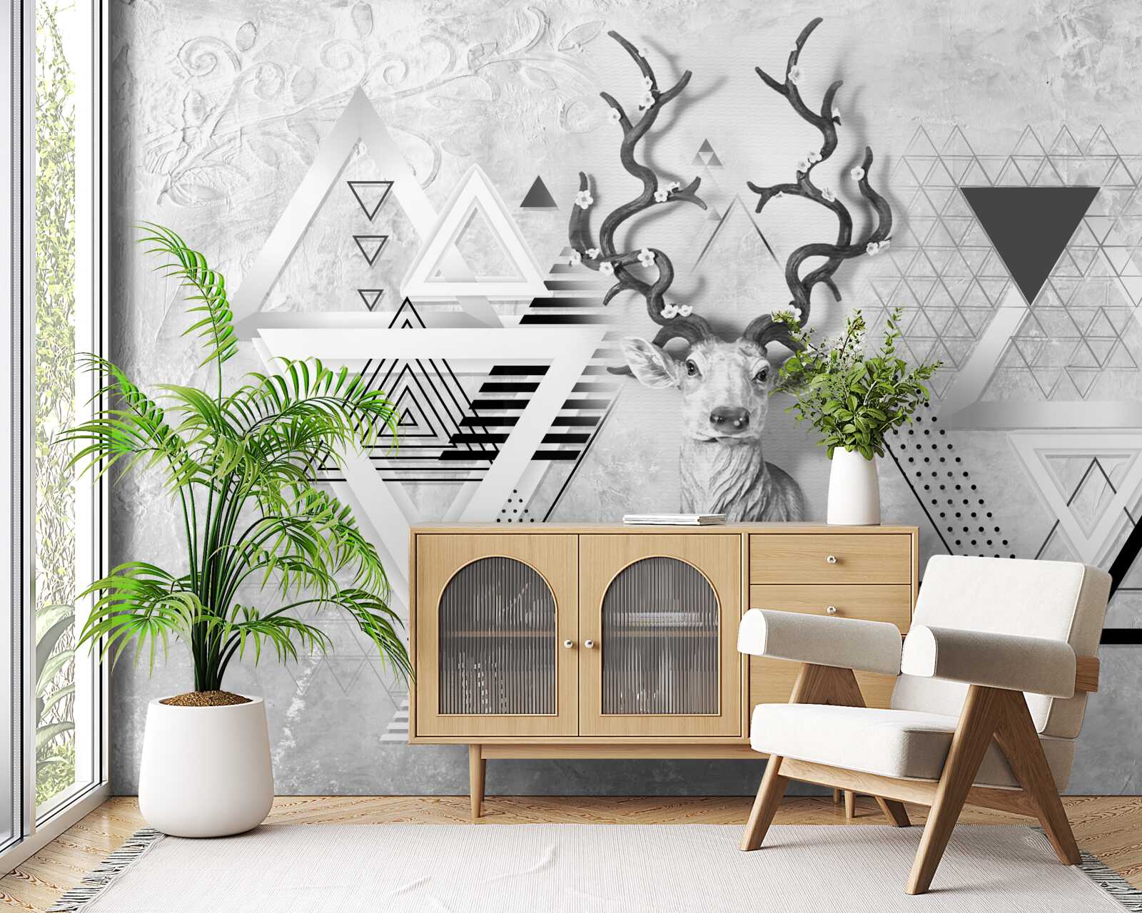 Fototapeta abstrakcyjny geometryczny obraz dumnego jelenia