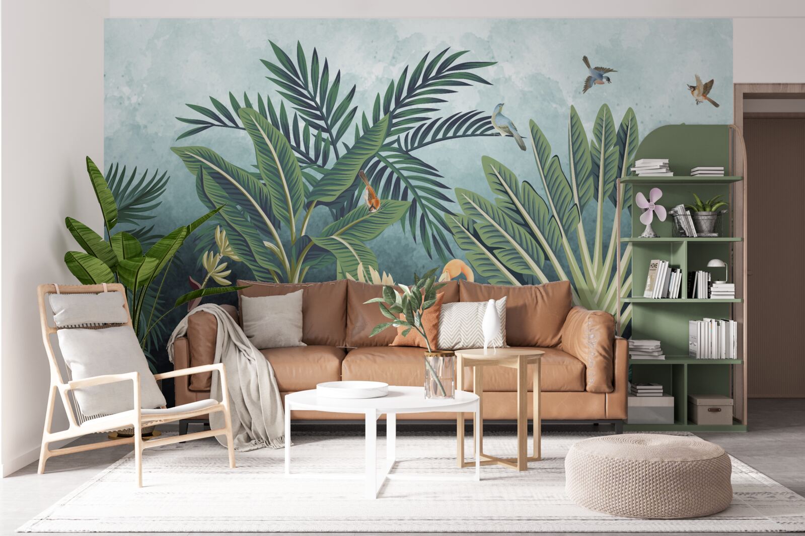 Fototapeta w dżungli na wodzie świecą różowe flamingi