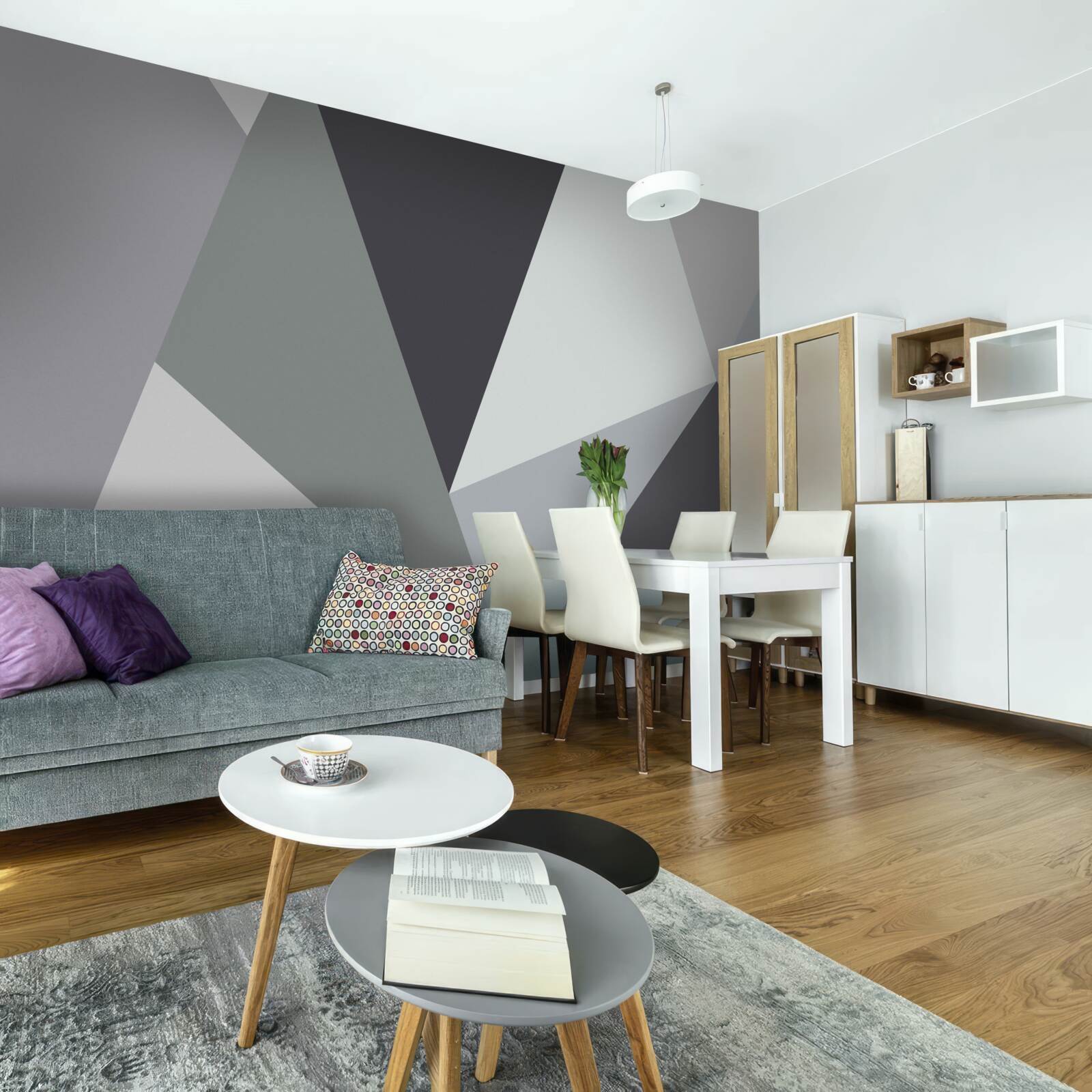 Fototapeta ciemne i jasnoszare trójkąty