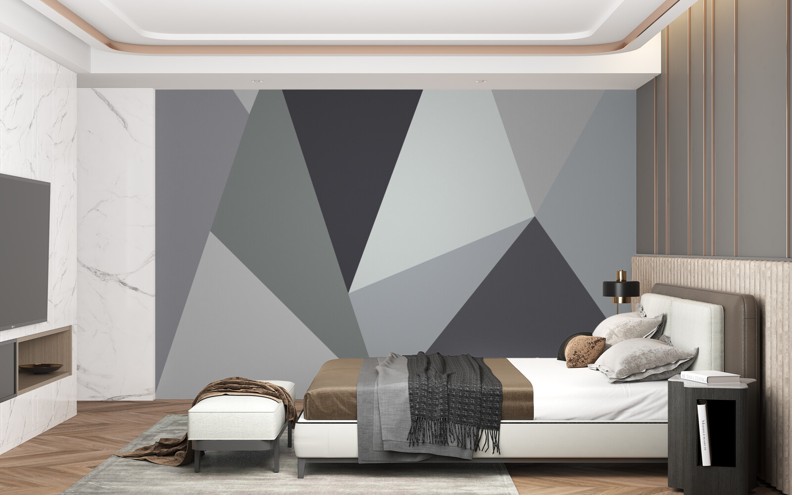 Fototapeta ciemne i jasnoszare trójkąty