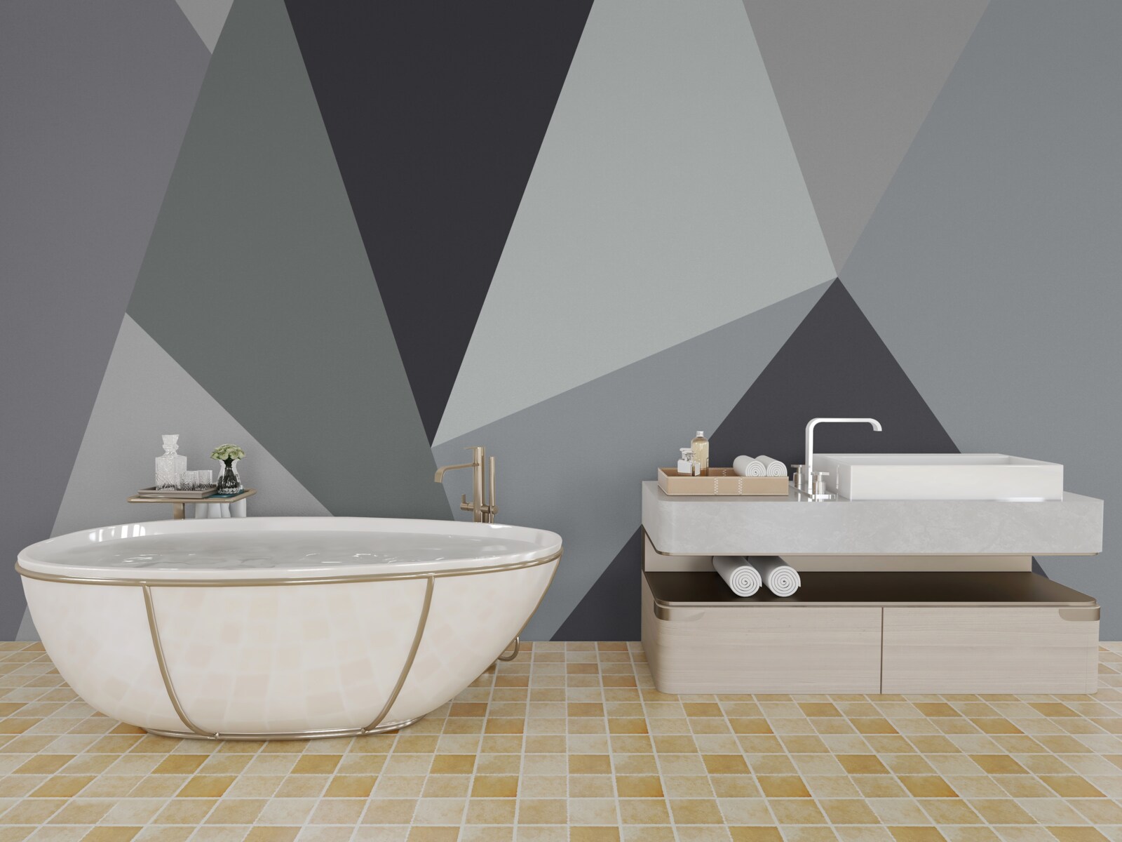 Fototapeta ciemne i jasnoszare trójkąty