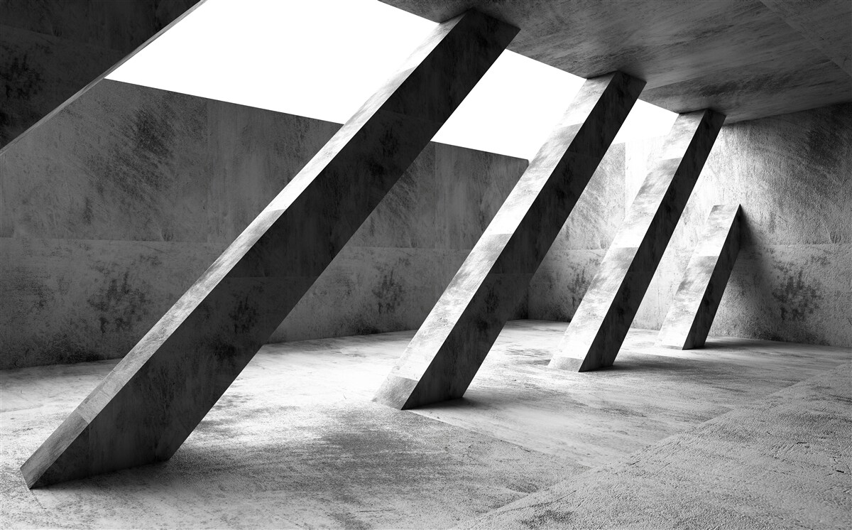 Fototapeta betonowe kolumny w czerni i bieli