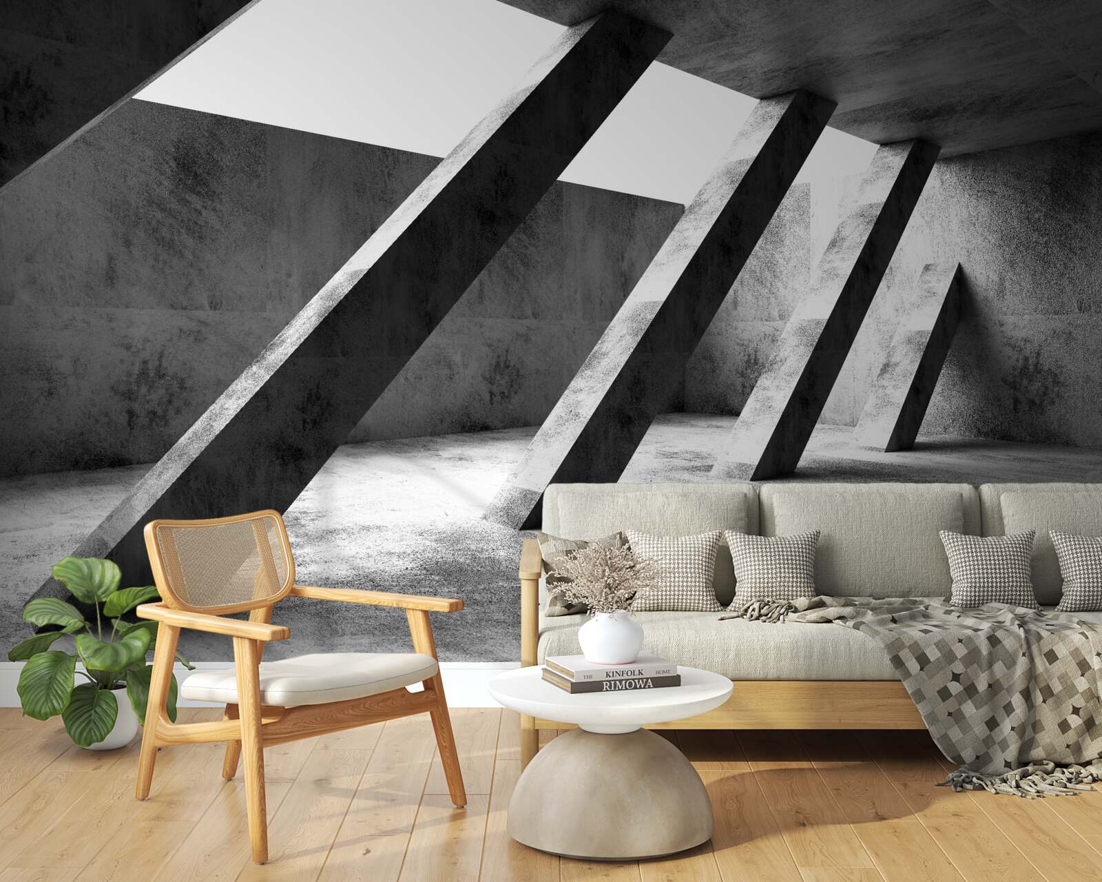 Fototapeta betonowe kolumny w czerni i bieli