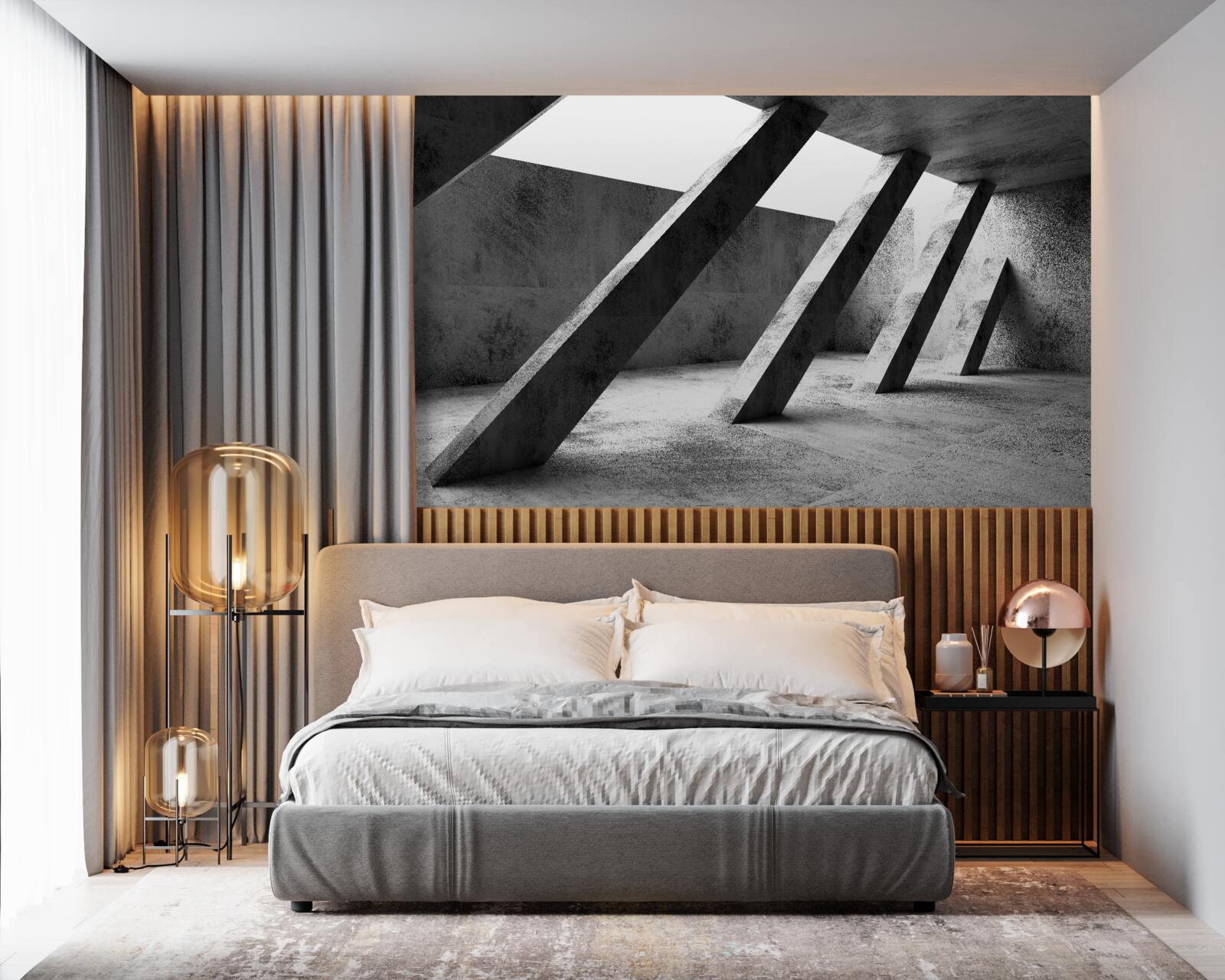 Fototapeta betonowe kolumny w czerni i bieli