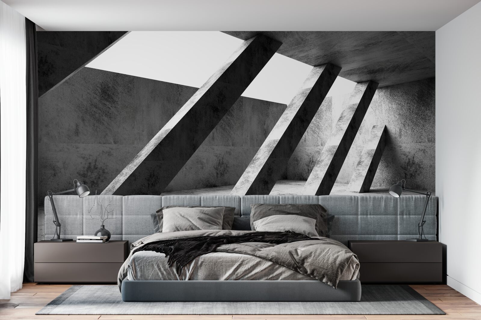 Fototapeta betonowe kolumny w czerni i bieli