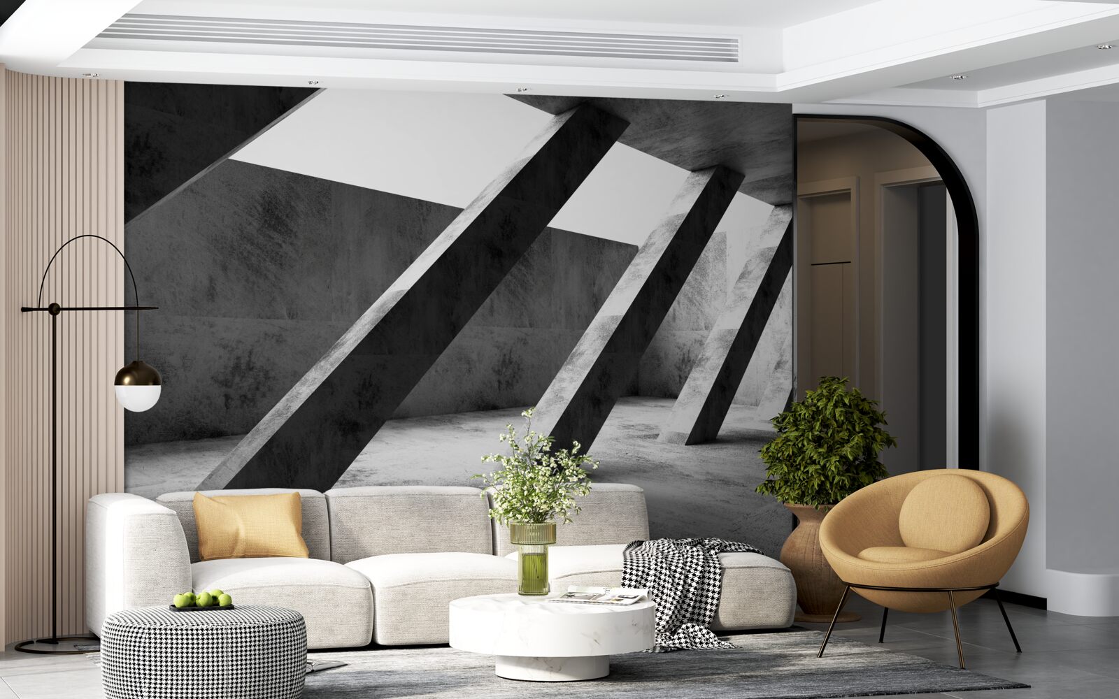 Fototapeta betonowe kolumny w czerni i bieli