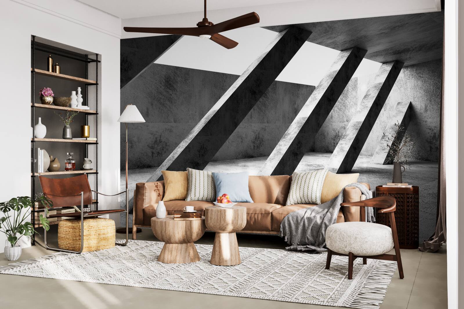 Fototapeta betonowe kolumny w czerni i bieli