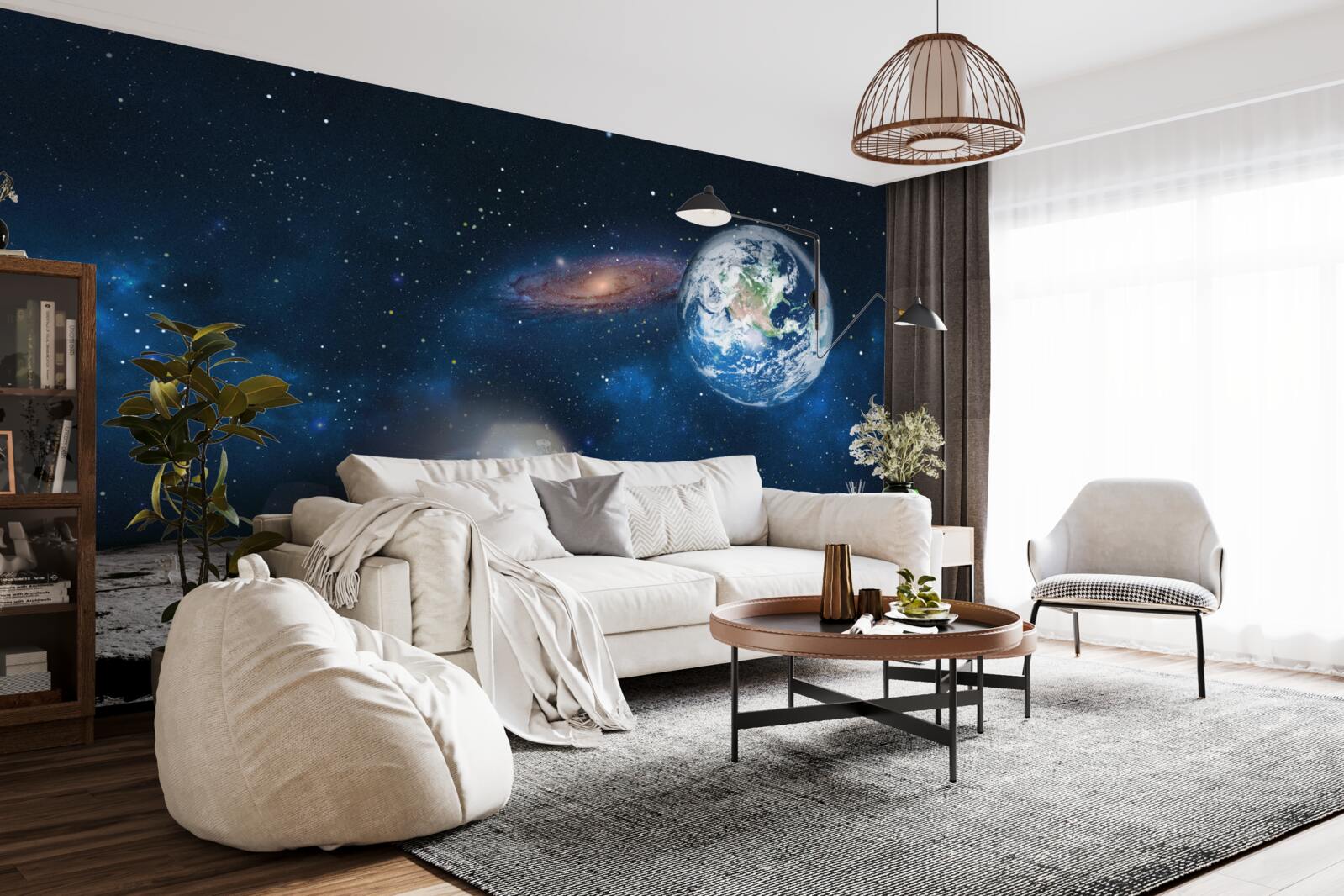 Fototapeta widok ziemi z kosmicznej perspektywy księżyca z elementami futurystycznymi