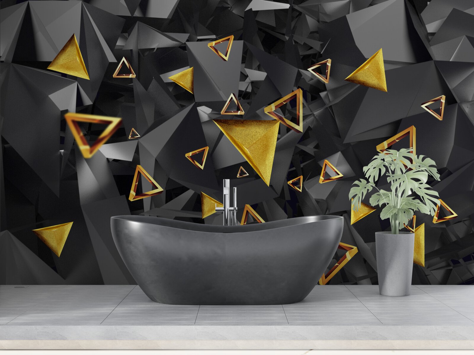 Fototapeta złote trójkąty powstające przeciwko ciemności