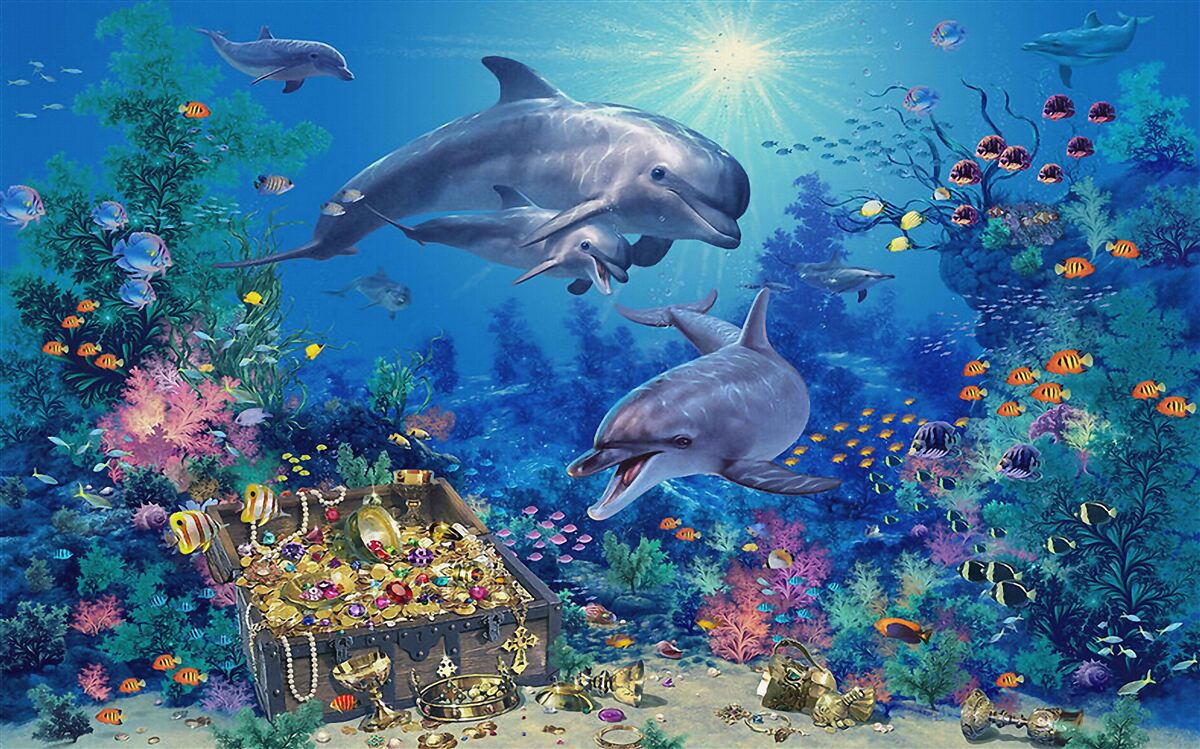 Fototapeta skarb został odkryty przez delfiny