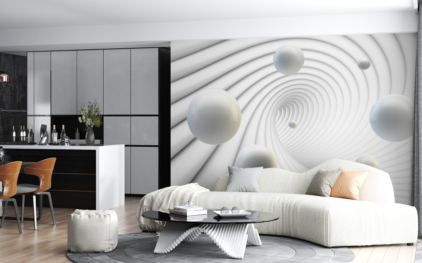 Fototapeta białe kulki unoszą się gładko w powietrzu