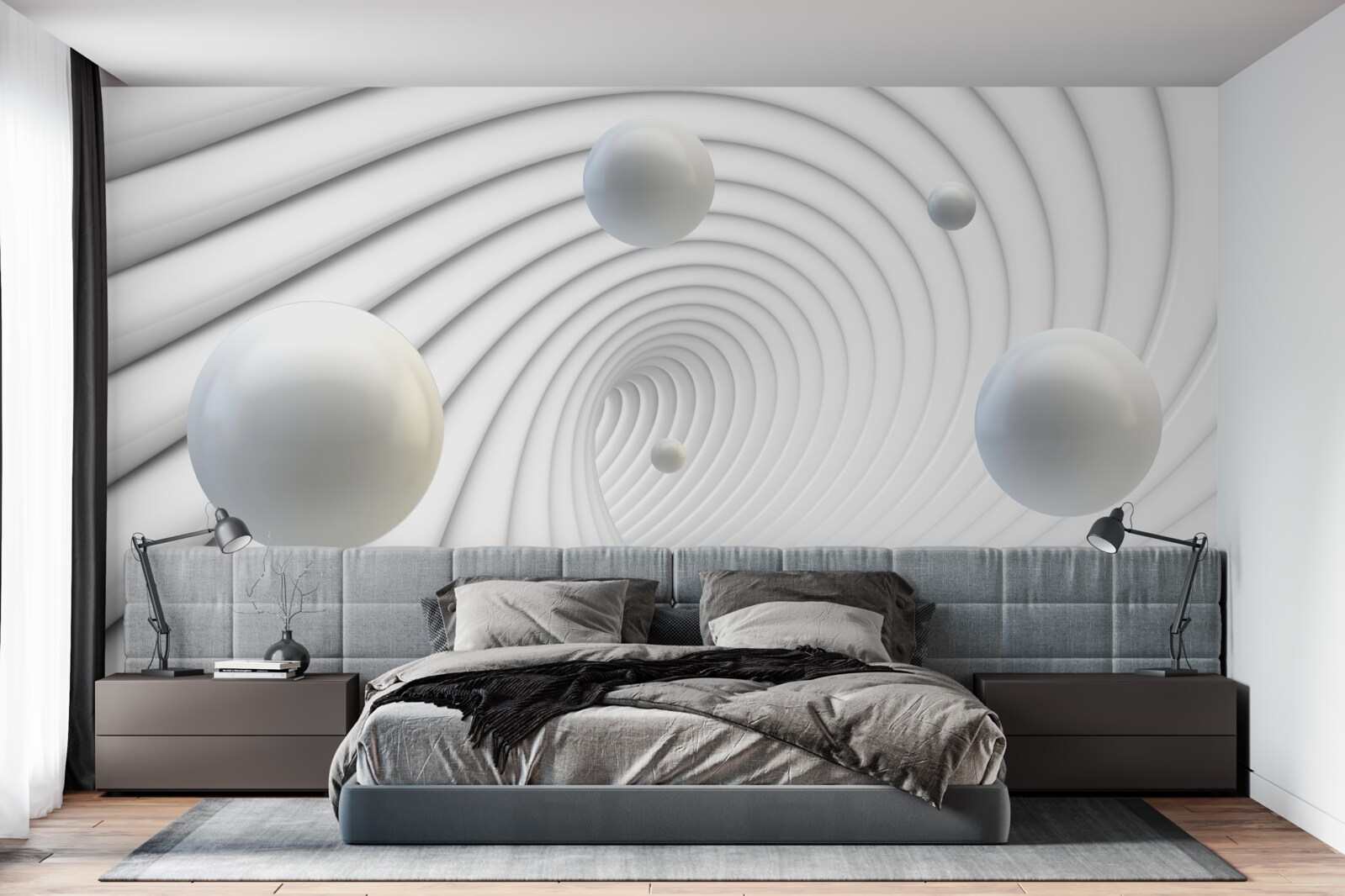 Fototapeta białe kulki unoszą się gładko w powietrzu