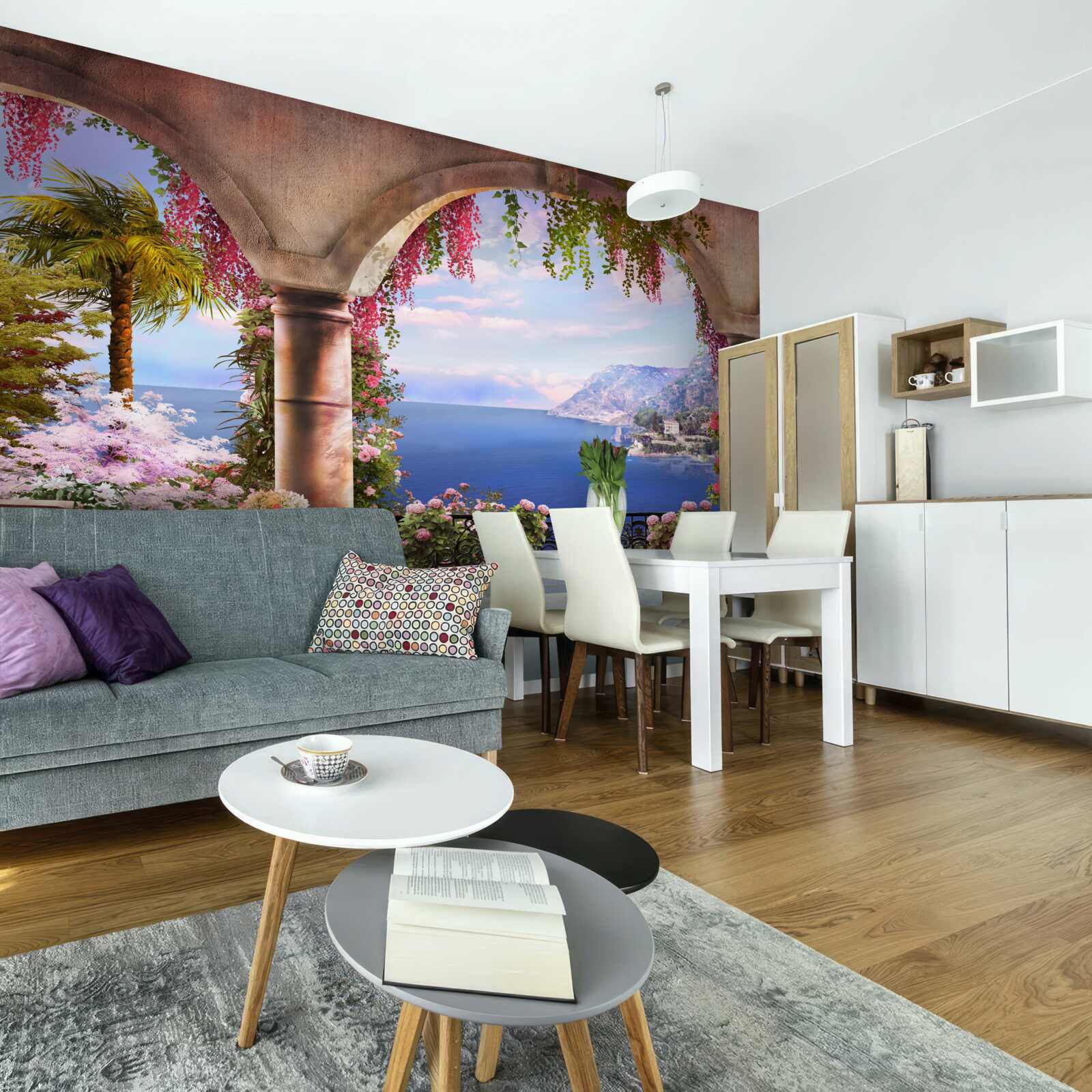 Fototapeta Łuki wykonane z kamienia znajdują się w pobliżu brzegów błękitnego morza