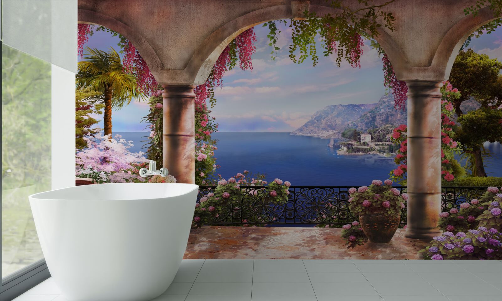 Fototapeta Łuki wykonane z kamienia znajdują się w pobliżu brzegów błękitnego morza