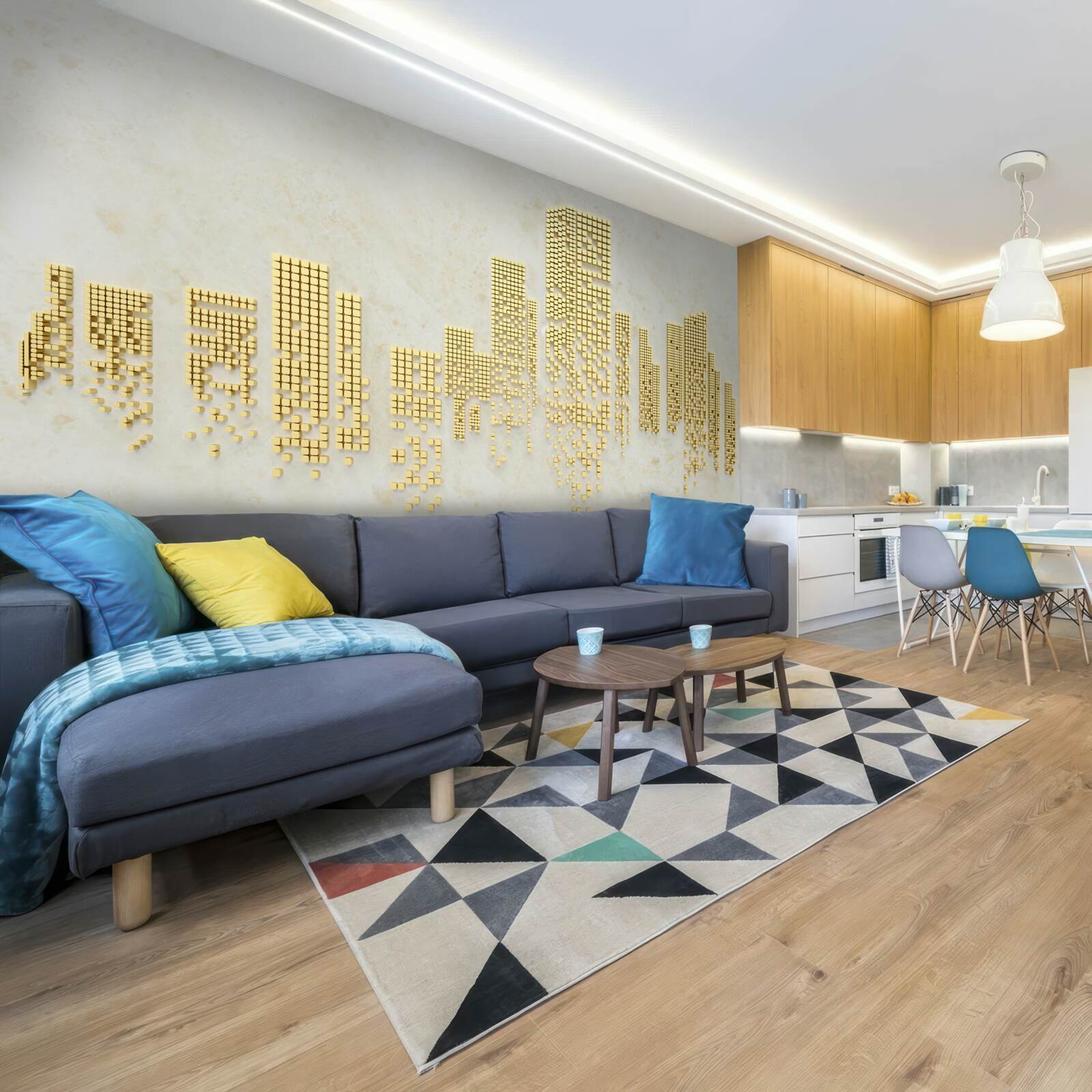 Fototapeta mieszkania ze złotych kostek