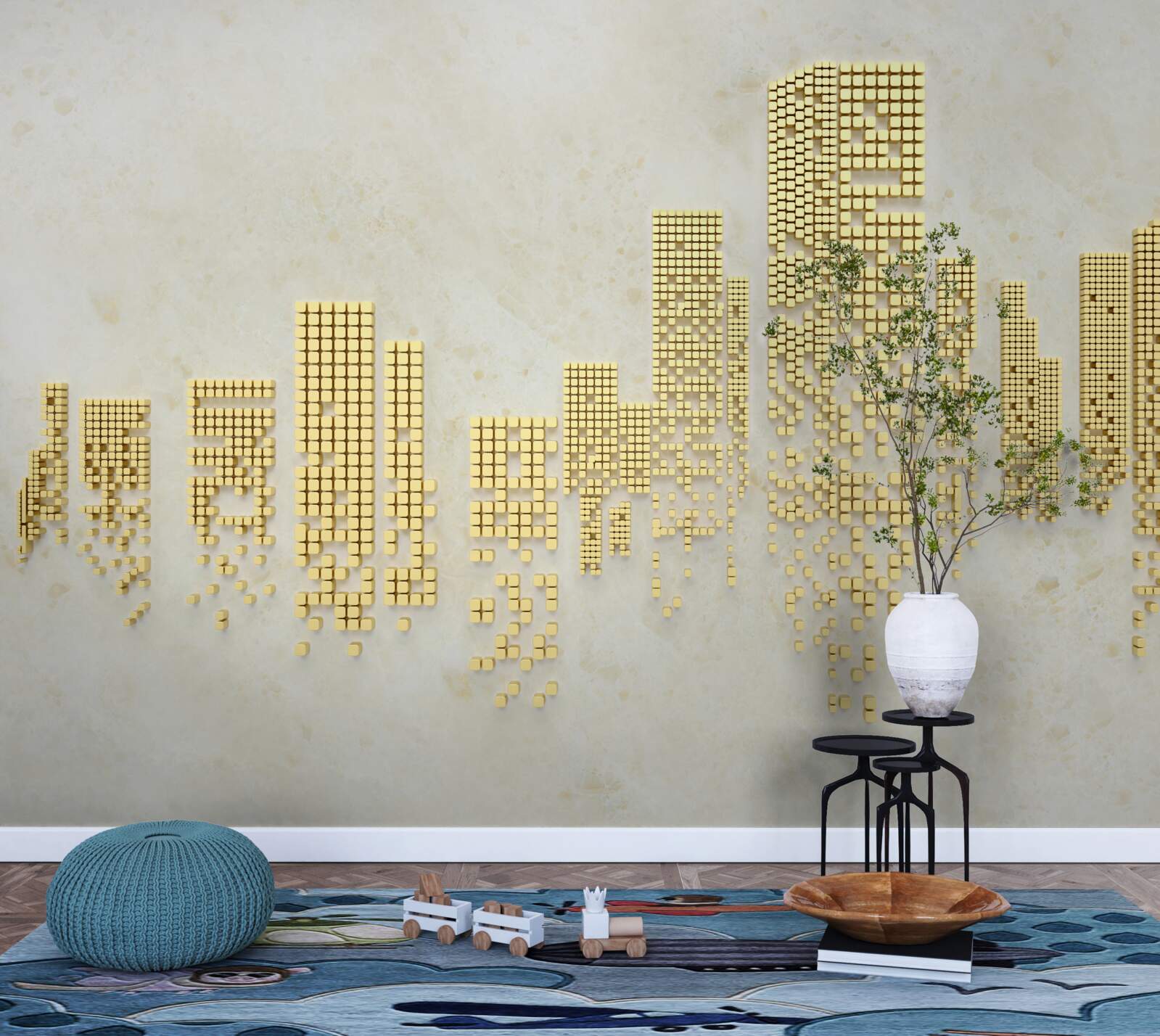 Fototapeta mieszkania ze złotych kostek