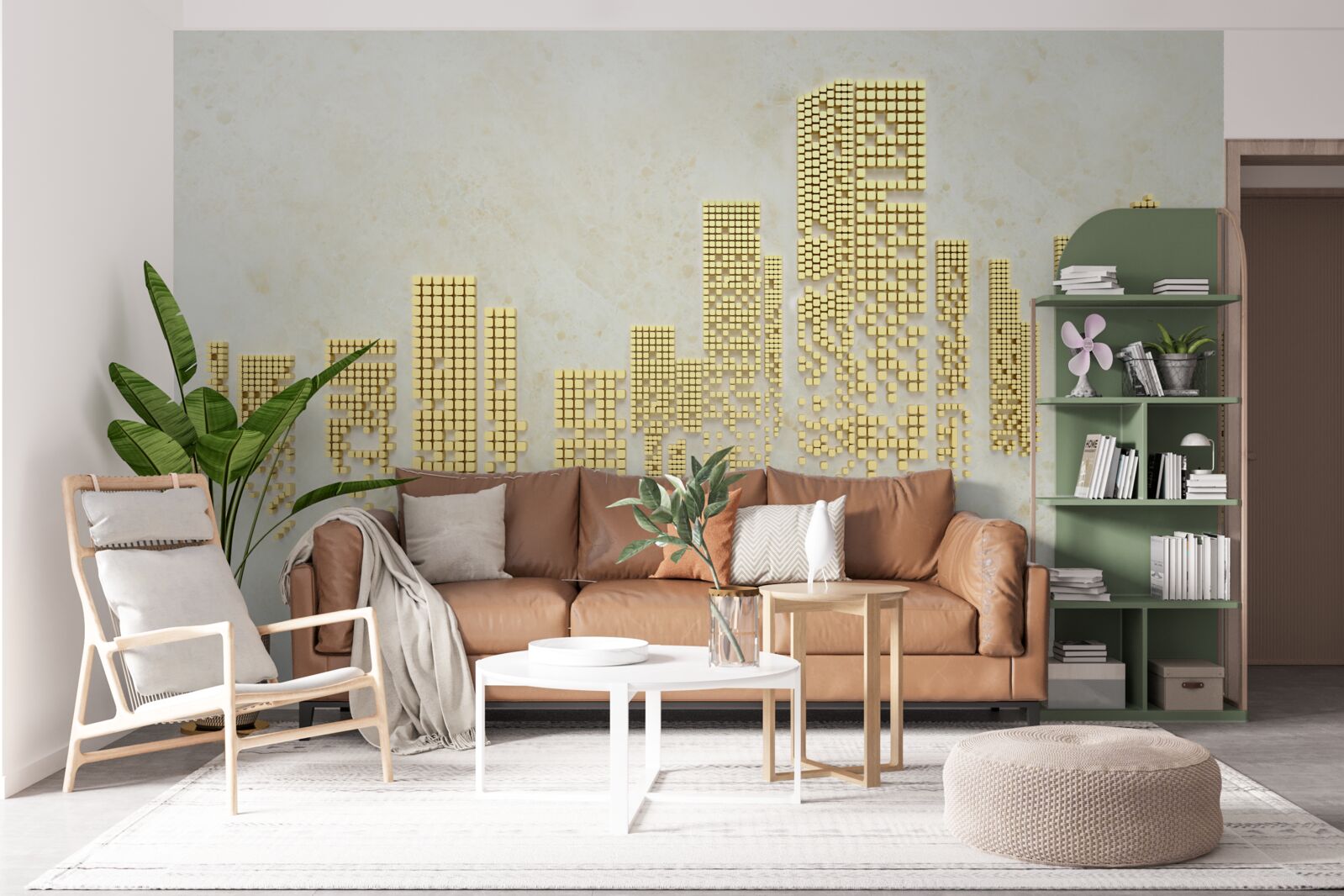 Fototapeta mieszkania ze złotych kostek