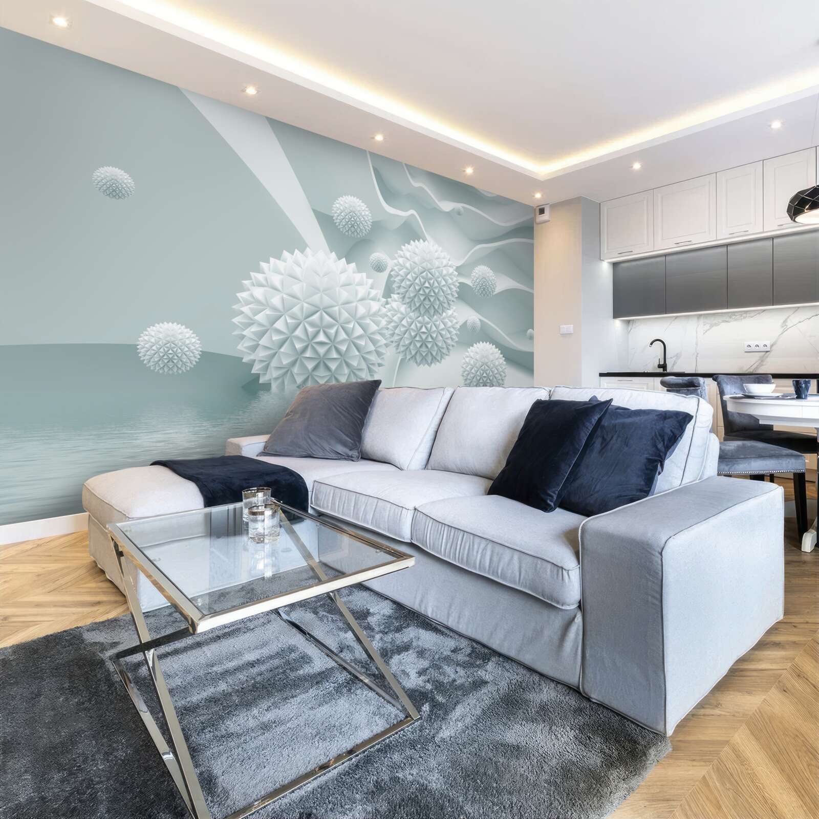 Fototapeta kule są białe i ostre, unoszą się w stanie nieważkości