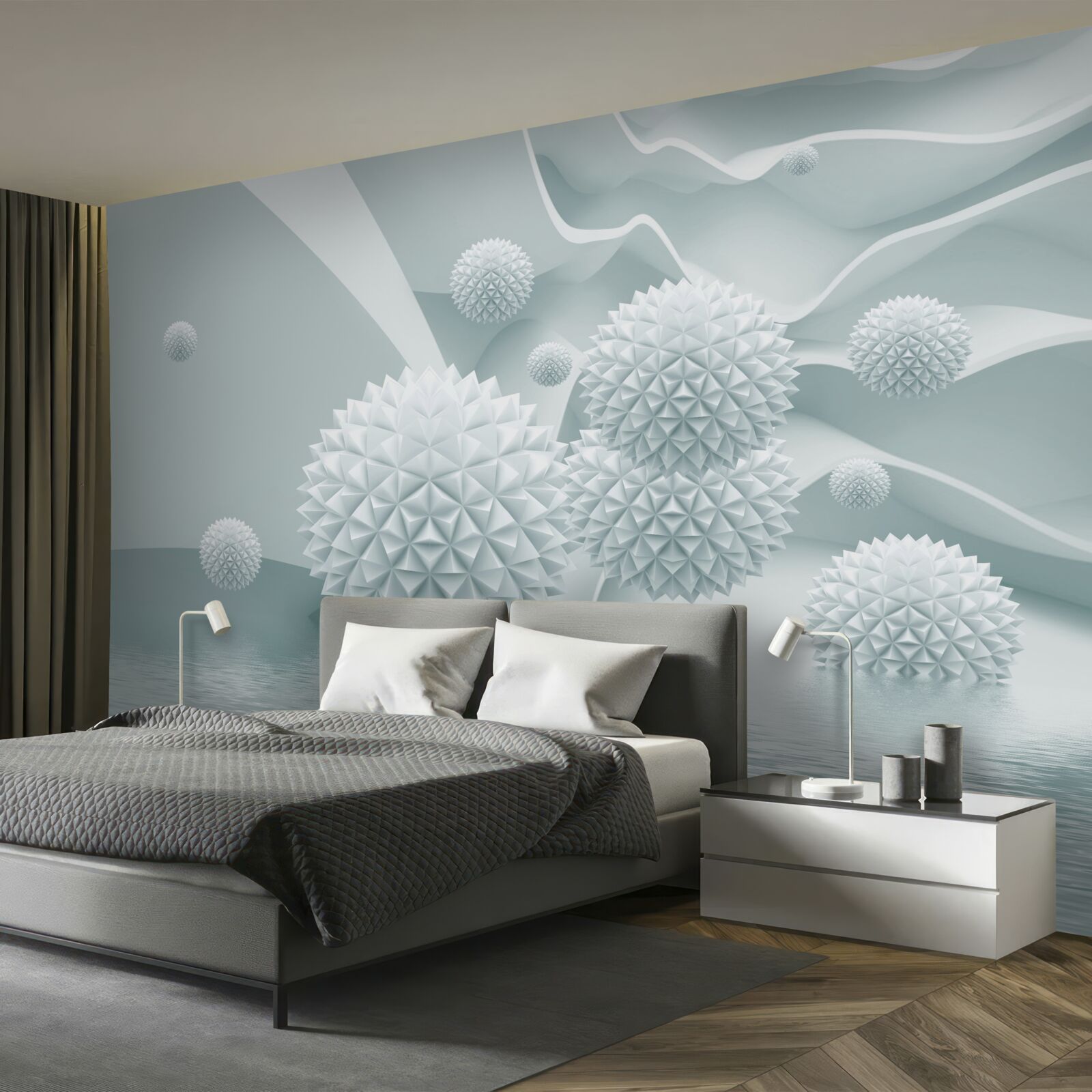 Fototapeta kule są białe i ostre, unoszą się w stanie nieważkości