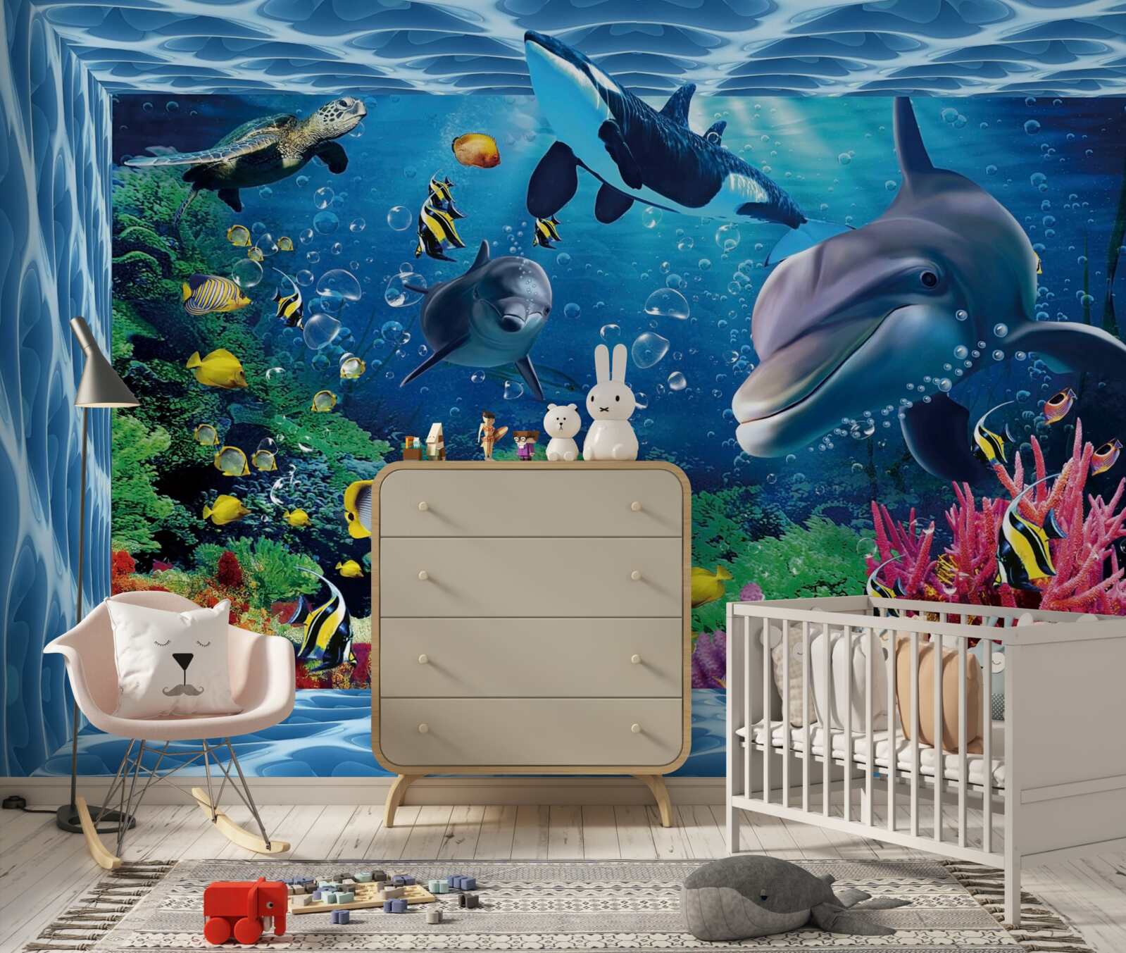 Fototapeta podwodny świat z delfinami