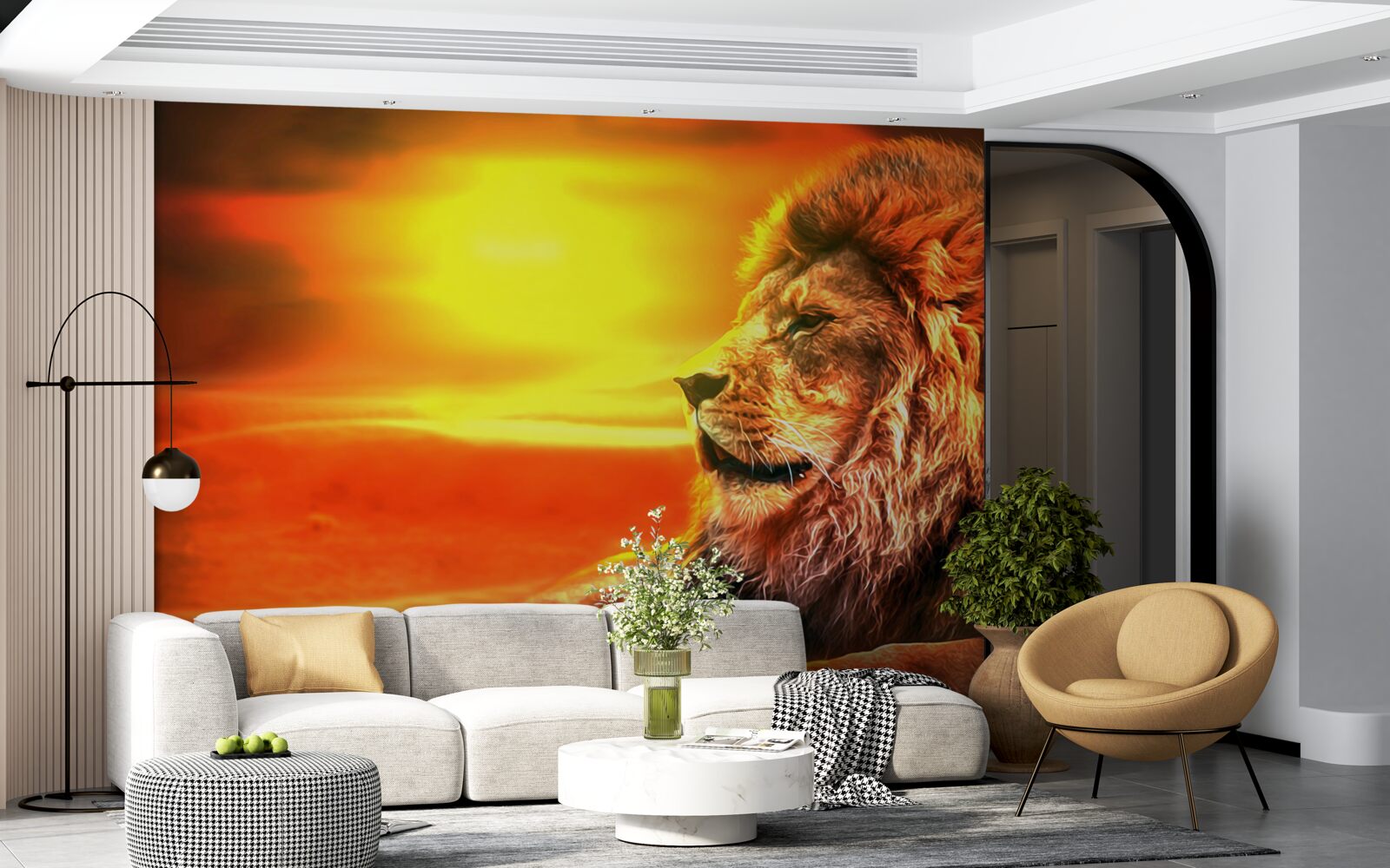 Fototapeta dojrzały tygrys towarzyszy blaknięciu słońca