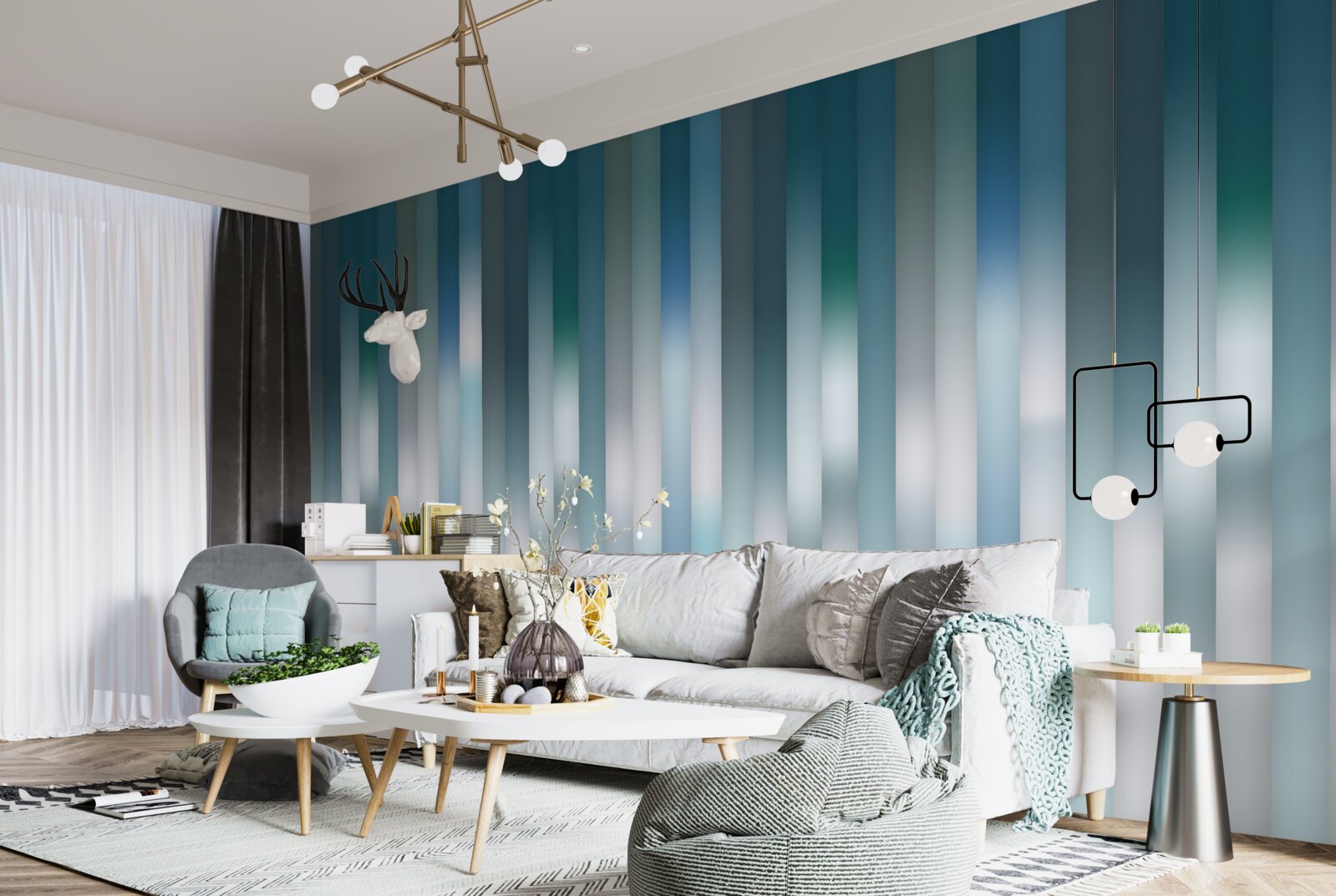 Fototapeta linie biegnące pionowo tworzą gradient w dół