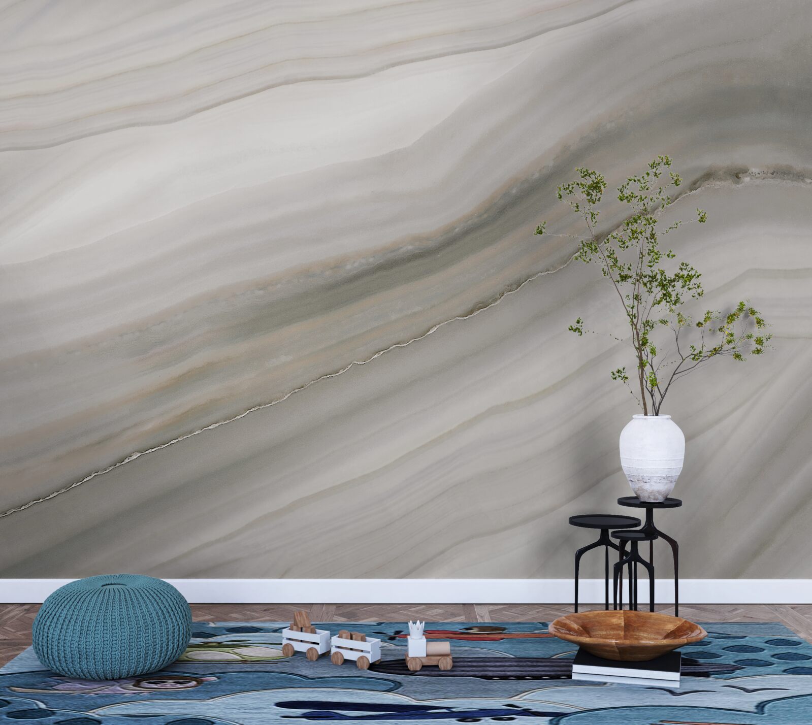 Fototapeta pustynia, gdzie pod deszczem króluje szarość