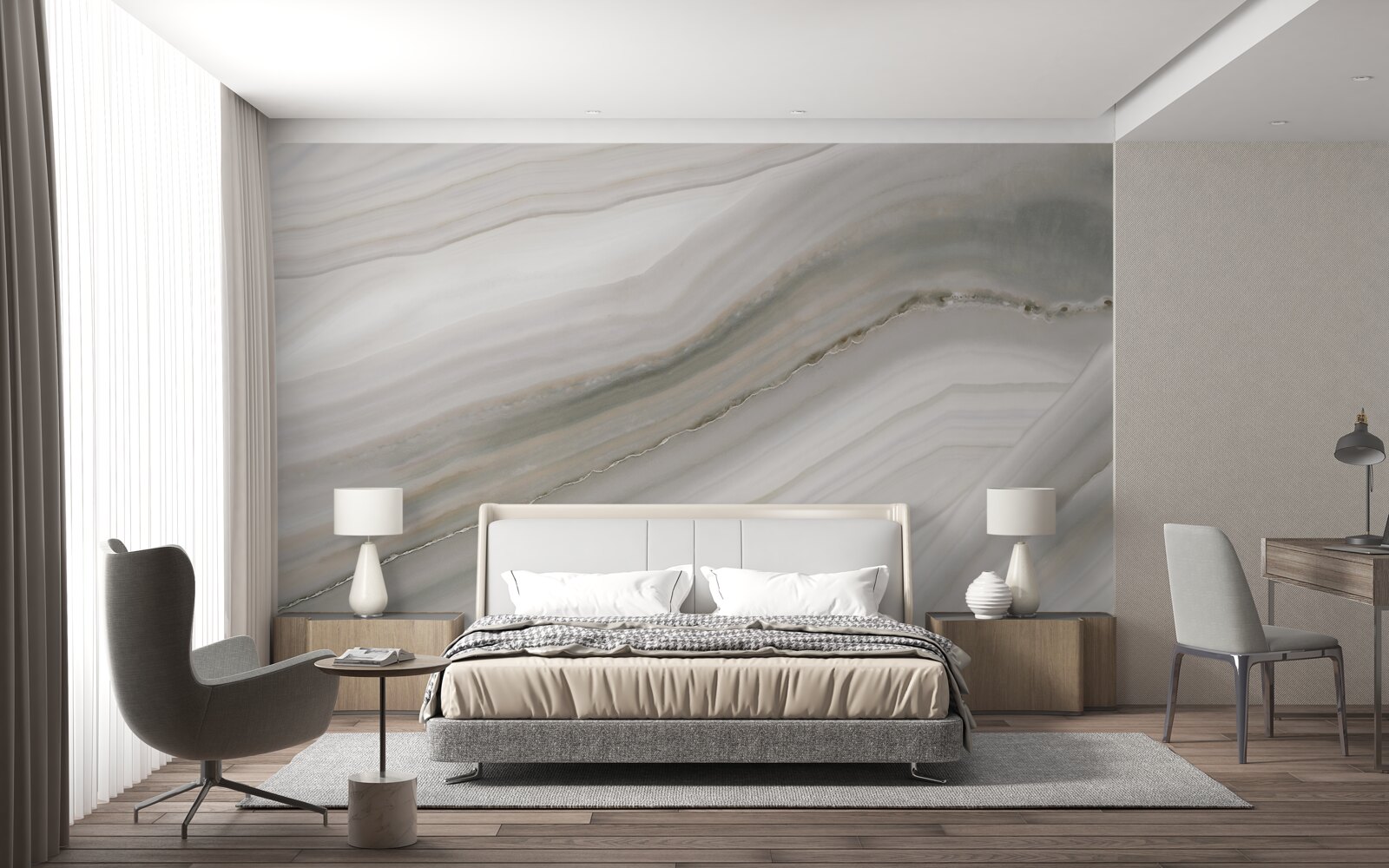 Fototapeta pustynia, gdzie pod deszczem króluje szarość