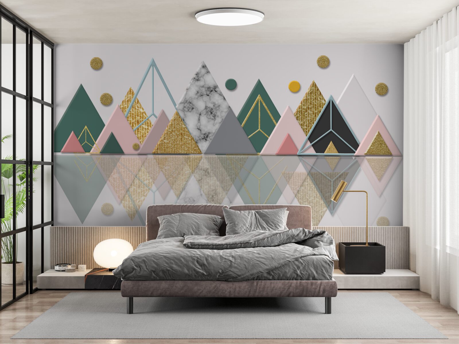 Fototapeta odbicie jesiennych drzew na powierzchni wody