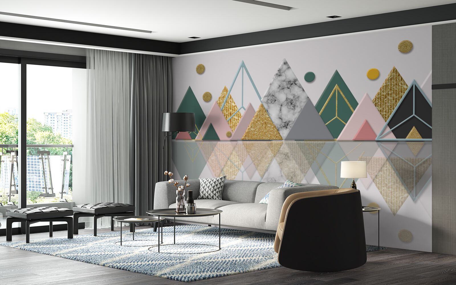 Fototapeta odbicie jesiennych drzew na powierzchni wody