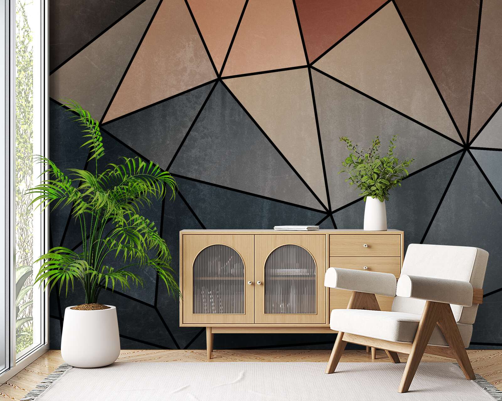 Fototapeta trójwymiarowe drewniane figurki w delikatnych odcieniach