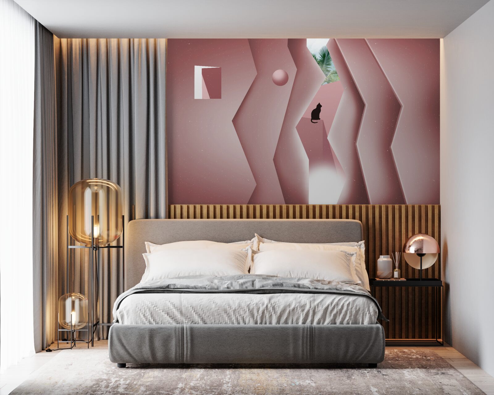 Fototapeta tunel wykonany w stylu abstrakcyjnym i pomalowany w odcieniach różu