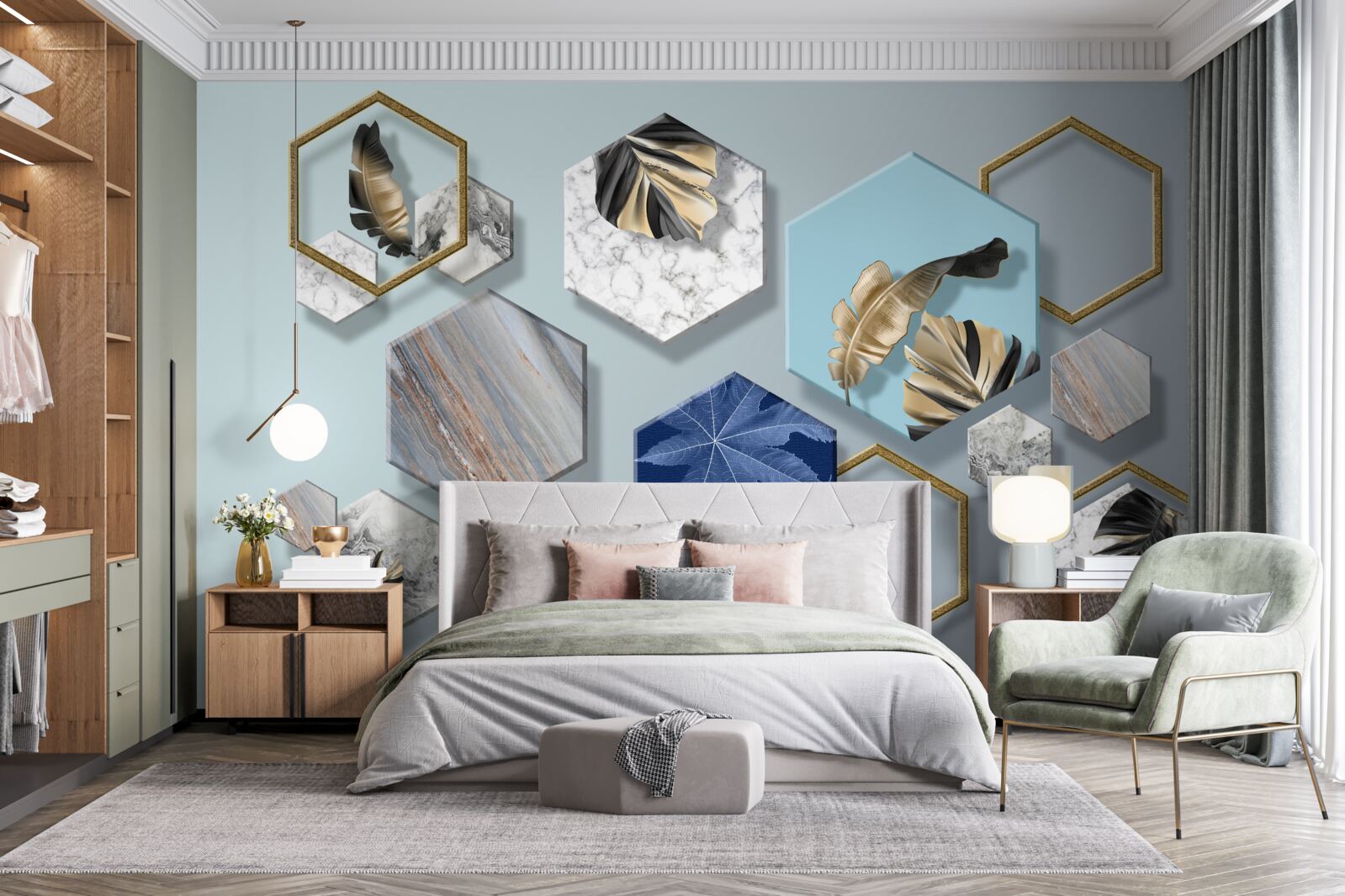 Fototapeta sześciokąty o różnej zawartości